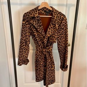 Forever 21 faux suede like leopard print coat.